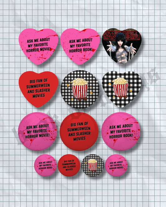 Book & Movie Button Pin
