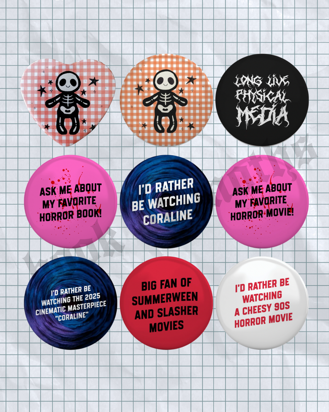 Skeleton Buddy Button Pins