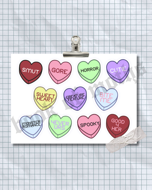 Conversation Hearts Sticker Sheet