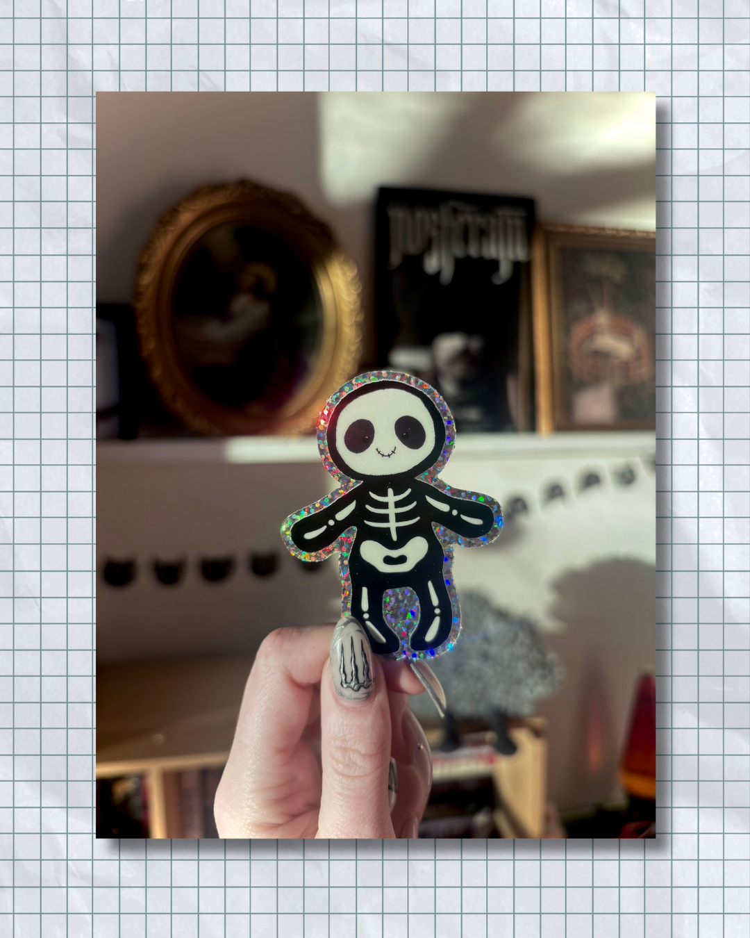 Glitter Skeleton Bob Sticker