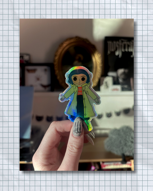 Holographic Coraline Doll Sticker