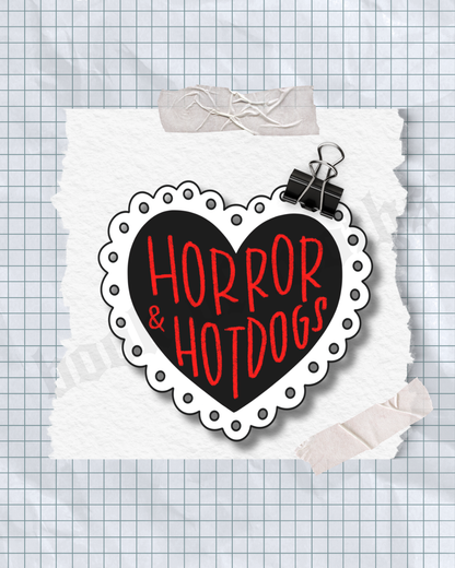Horror & Hotdogs Heart Sticker