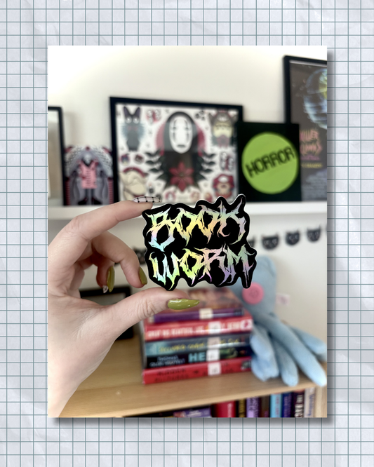 Holographic Book Worm Sticker