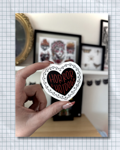 Horror & Hotdogs Heart Sticker