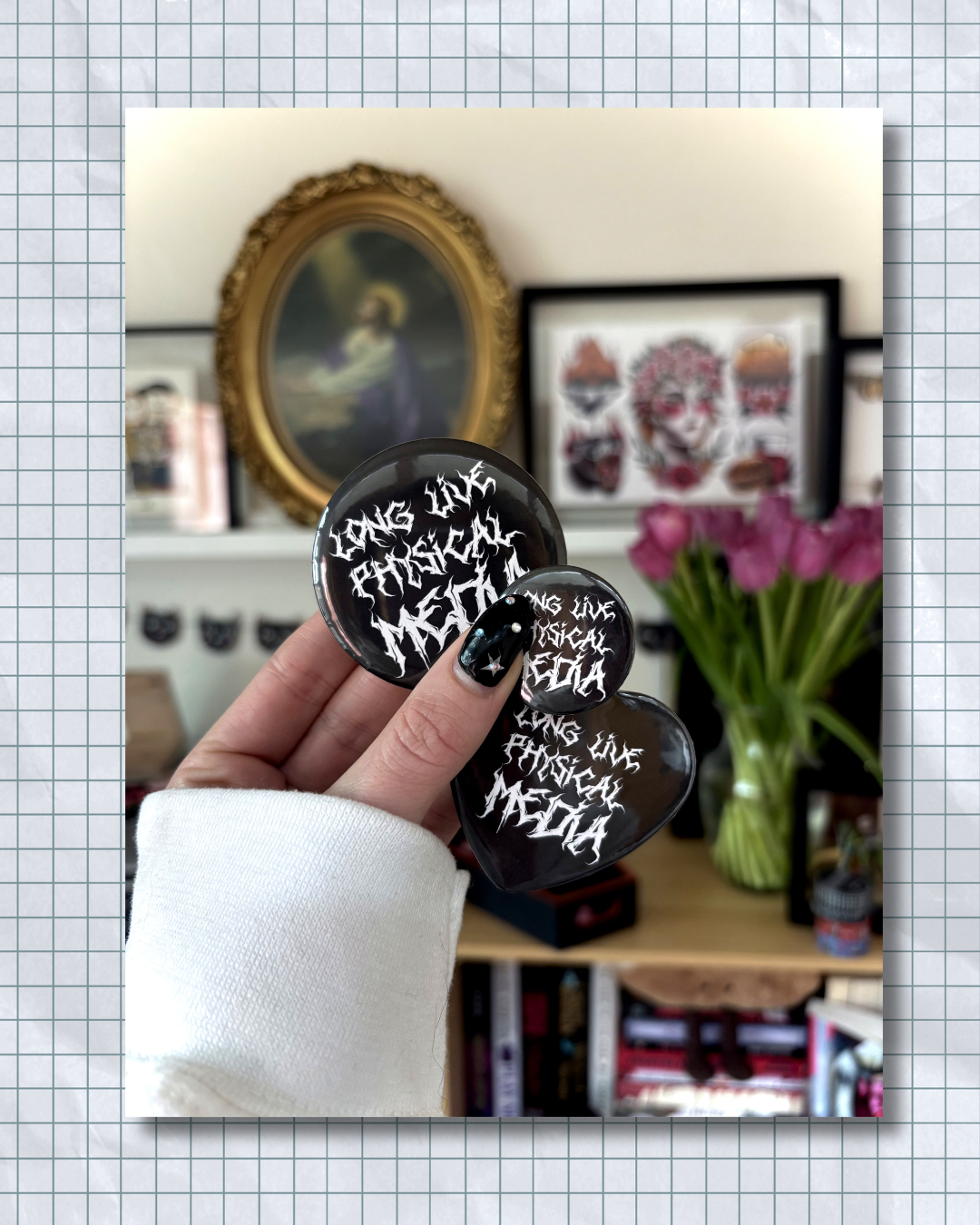 Long Live Physical Media Button Pins