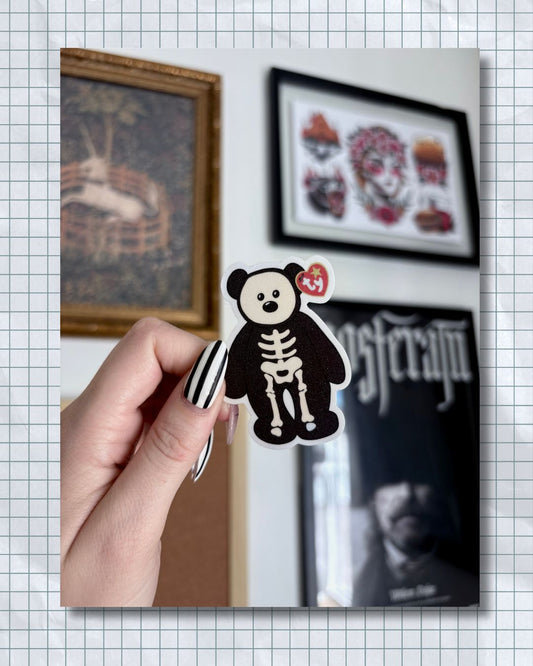 Skeleton Teddy Sparkle Sticker